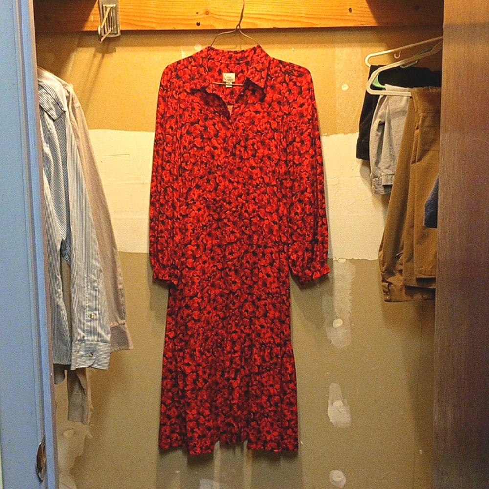 A New Day Red Floral Dress, Size XS